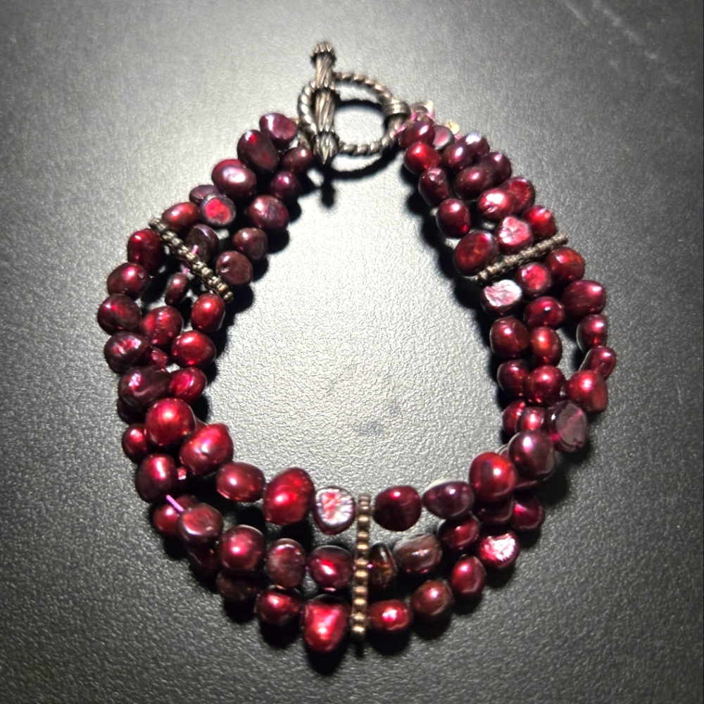 Freshwater Dyed Pearls Handmade Bracelet Vintage